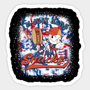 I'm Just Here For The Snacks Baseball 4th Of July Hot Dog Sticker